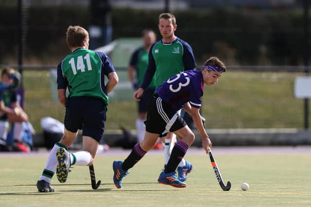 Owen Barnes in possession for Portsmouth against Sunbury at Furze Lane. Picture: Chris Moorhouse