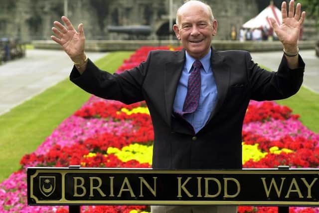 Brian Kidd, then 65, unveiling 'his' road renamed in honour of his 49-year service to the city of Portsmouth. Picture: Matt Scott-Joynt (033265-32)