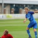 Tommy Leigh scores for Baffins Milton Rovers against Cowes Sports in August 2018. Picture: Chris Moorhouse