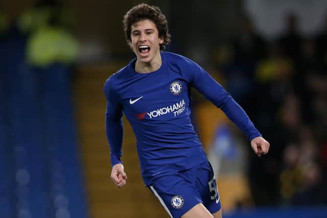 Former Chelsea winger Harvey St Clair, pictured celebrating scoring against Oxford United in the Checkatrade Trophy in January 2018, is on Pompey's radar. Picture: Harry Murphy/Getty Images