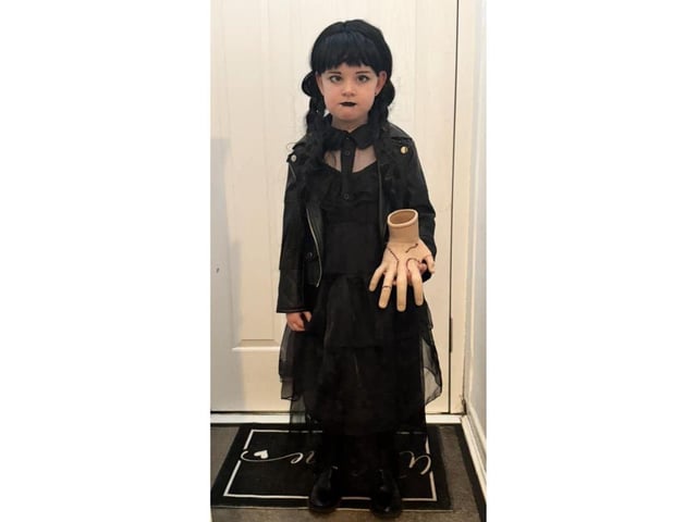 Penny-Rose has dressed up as Wednesday Adams and she looks fantastic.