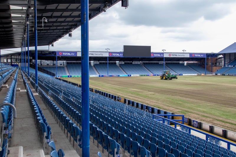 The Fratton Park pitch will be re-seeded once the crane has been dismantled and removed.Picture: Habibur Rahman