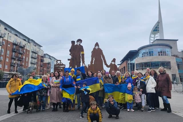 Standing with Giants has created an art installation for the Ukraine war and it is being exhibited at Gunwharf Quays.