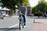 News reporter Joshua Wright has a go on a Beryl e-bikes at their Portsmouth launch
Picture: Sarah Standing (061022-1234)
