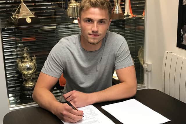 Harry Isted signing for Luton in July 2017