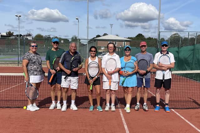 Chichester v Warsash (from left): Jacky Gregory, Martin Troy, Michael Isaacs, Mandy Richardson, Suzanna Troy, Sue Hine, Paul Mansell, Syd Quinn