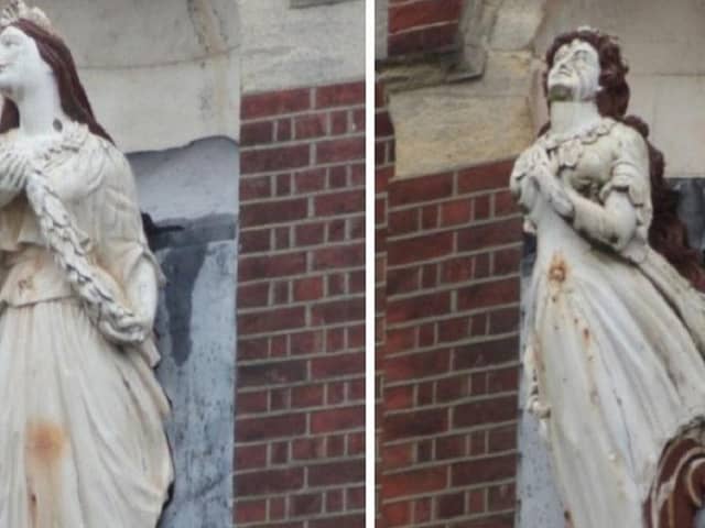 The HMS Martin figurehead at HMS Nelson Wardroom, left, and the HMS Seaflower figurehead Picture: Portsmouth City Council