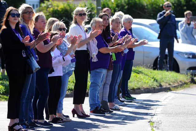 Mourners broke into a spontaneous round of applause as the funeral went past Havant Academy.
Picture: Sarah Standing