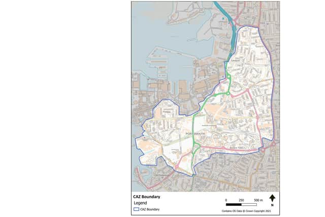 The proposed clean air zone for Portsmouth that will operate from November this year. Picture: Portsmouth City Council