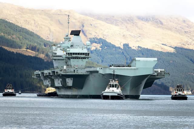 HMS Queen Elizabeth sails from Glen Mallen in Scotland. Photo: Royal Navy