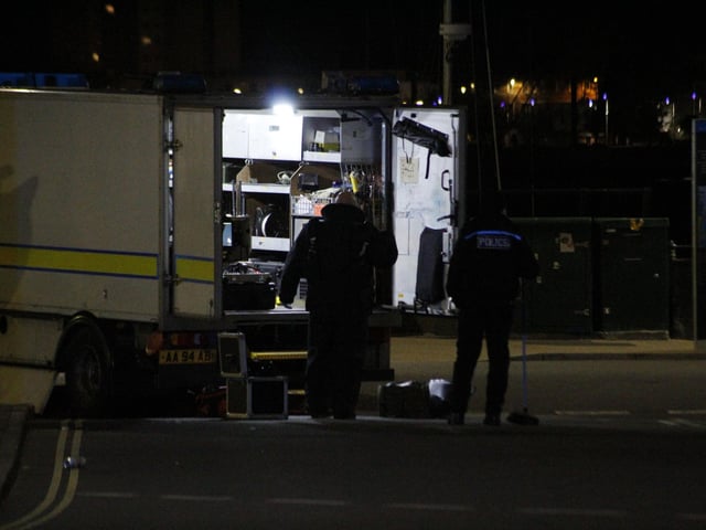 A 'suspicious package' was disposed of by the bomb squad at The Hard in Portsmouth last night. Picture: Jack
