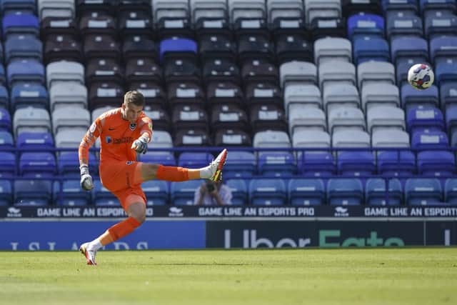 Josh Griffiths had his first taste of Fratton Park in the 2-0 defeat to Coventry. Picture: Jason Brown/ProSportsImages