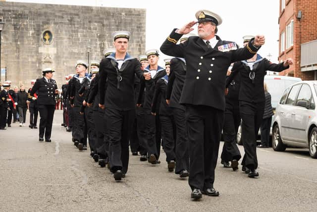 Pictured is: Cadets march by
Picture: Keith Woodland (190621-401)