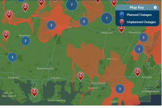 Huge areas around Portsmouth are still dealing with blackouts and power cuts following Storm Eunice on Friday.