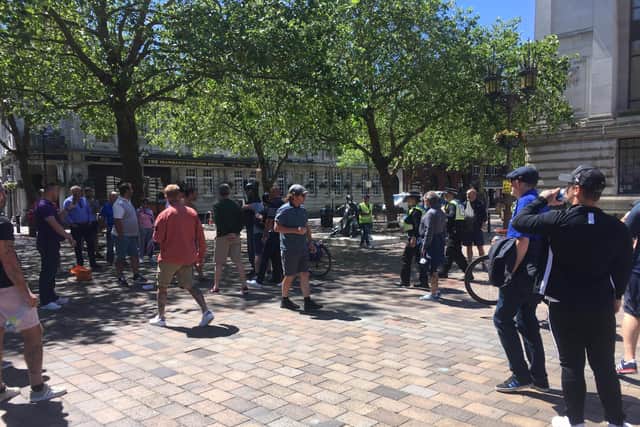 Members of Guards of Honour gathered in Guildhall Square