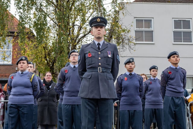 Members of the 1098 Gosport Air Cadets on their first event since their formation in Juy, having been disbanded during the Covid lockdown. Picture: Mike Cooter (121123)