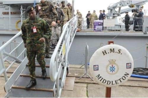 Foreign defence personnel attending last year's event at Portsmouth Naval Base. Photo: Habibur Rahman