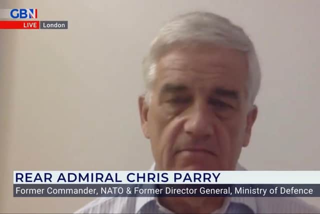 Retired Rear Admiral Chris Parry OBE pictured during his interview with GB News.