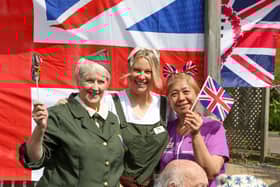 Carers Vanda. Lucy and Zhao at Parker Meadows on VE Day.