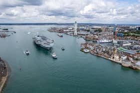 HMS Prince of Wales leaving Portsmouth Harbour on Wednesday afternoon.

Pictured - HMS Prince of Wales

Photos by Alex Shute