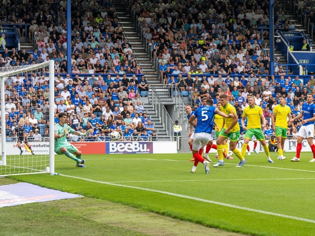 Regan Poole's first-half shot is superbly saved by Norwich keeper Vladan Kovacevic. Picture: Steve Bailey/ProSportsImages