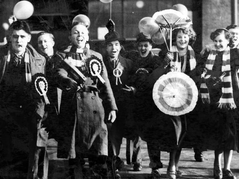 Pompey supporters in Nottingham in 1952 for an FA Cup tie against Notts County.
