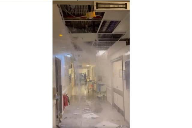 A leak at Queen Alexandra hospital in Cosham today