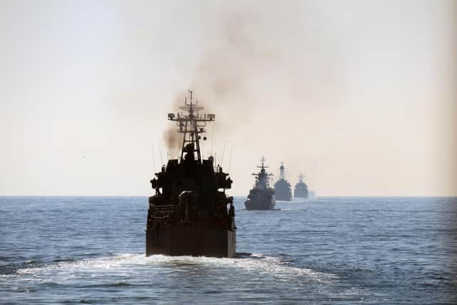 Russian units seen from astern passing through the Dover Strait. Photo: Royal Navy