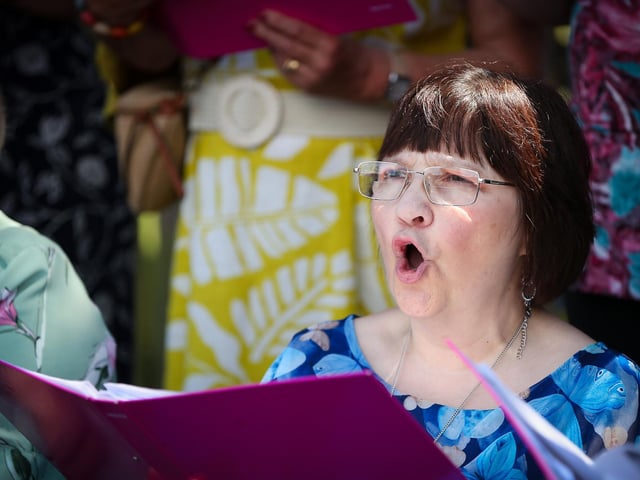 Janet French preforming for The Cantrelle Singers at SomersFest.Picture: Chris  Moorhouse (270724-53)