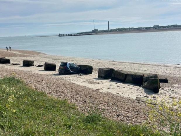 'Smart' car crashes on Hayling Island beach on Sunday in glorious weather