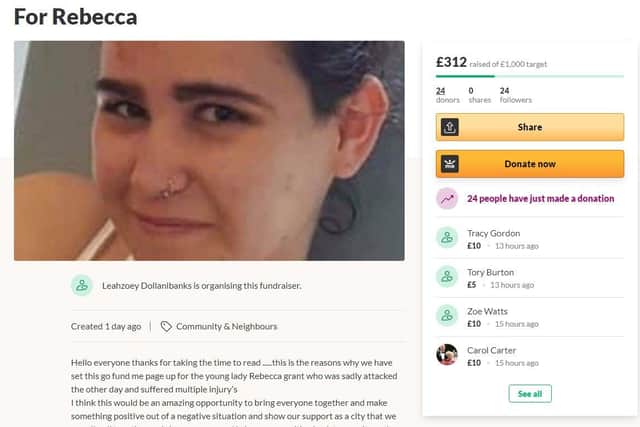 The GoFundMe page that has been set up for Rebecca Grant, who was attacked by two women on Southsea Common on Wednesday