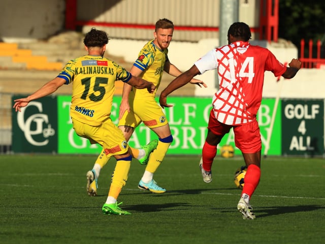 Tomas Kalinauskas makes it 2-0. Picture by Dave Haines