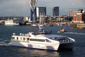 Wightlink's FastCat, which runs between Portsmouth Harbour Station Pier and Ryde Pier on the Isle of Wight. The service has been cancelled tonight. Picture: Tony Weaver