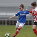 Ellie Bloomfield, left, in action for Portsmouth Women against Southampton in 2017. She has now signed for Moneyfields. Picture: Neil Marshall