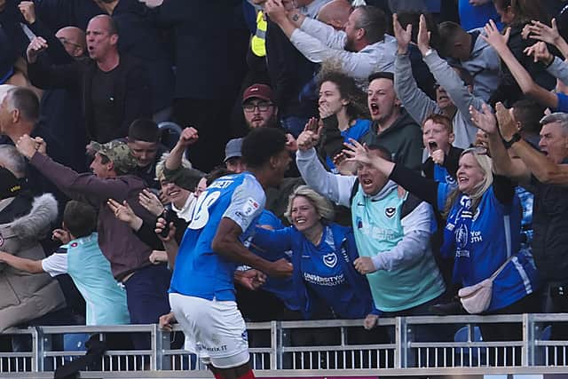 Reeco Hackett celebrates his goal against Plymouth. Picture: Barry Zee