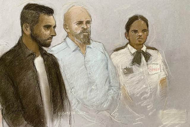 Court artist sketch by Elizabeth Cook of Jaswant Singh Chail, appearing at the Old Bailey, London, for sentencing after pleading guilty to three charges, including an offence under the Treason Act after he was found with a crossbow at Windsor Castle. Picture: Elizabeth Cook/PA Wire