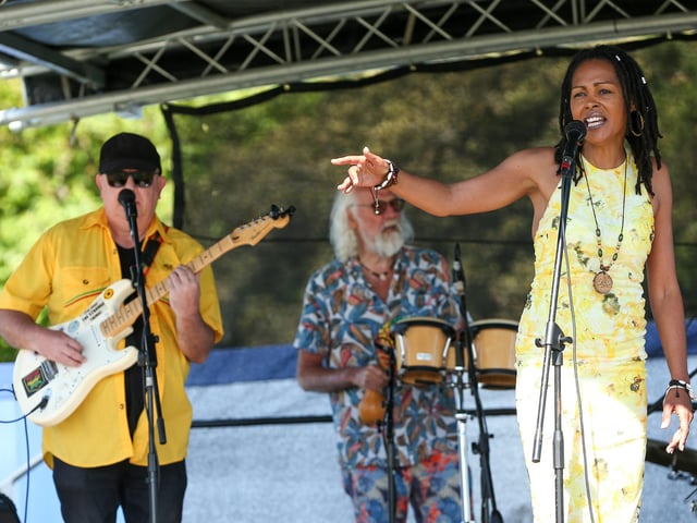 Gemma Anderson guested for The Mighty Allstars, at Live at the Bandstand, Castle Field.Picture: Chris Moorhouse (250524-51)