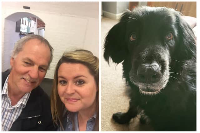 Sarah Breeze with her dad Michael and the family dog, Shadow