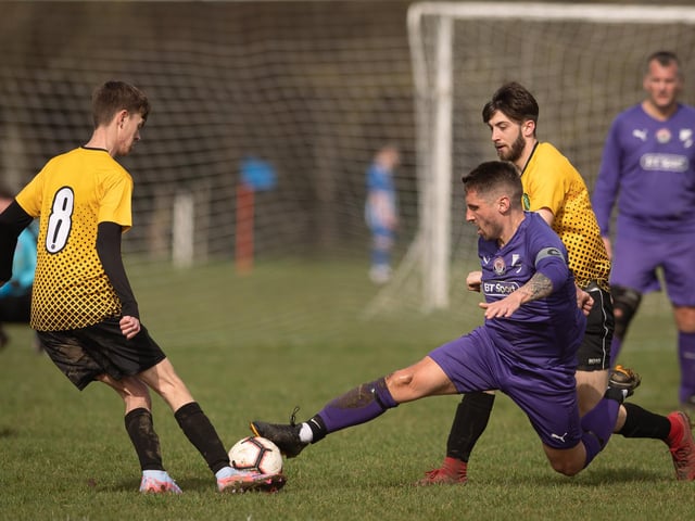 Action from AFC Tamworth's 7-2 victory over Gosham Rangers in Division Two of the City of Portsmouth Sunday League. Picture: Keith Woodland (120321-481)