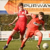 Kye Harttt, left, was part of a superb Horndean defensive performance in last night's stunning FA Youth Cup win at Woking. Picture: Keith Woodland