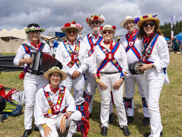 A group of Morris Dancers at the Wickham Festival.