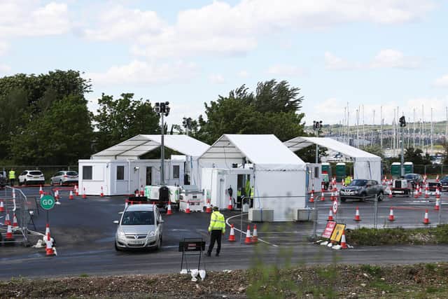 General views of The Portsmouth COVID-19 testing center. (Photo by Naomi Baker/Getty Images)
