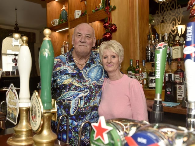 Landlords of The Northcote in Francis Avenue, Southsea, Barry Kewell (75) and wife Lynn (68) have been in the local pub trade 40 years and are thought to be the longest serving landlords in the city and maybe Hampshire.Picture: Sarah Standing (121224-7702)