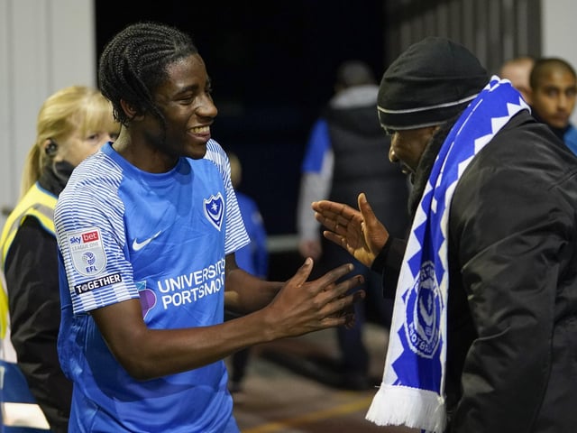 That's definitely one proud dad. A heart-warming moment when Mottoh was spotted celebrating his first Pompey goal with his father at the full-time whistle. One for the future Pompey fans!