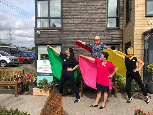 Wellington Vale staff in their superhero costumes at the Waterlooville care home