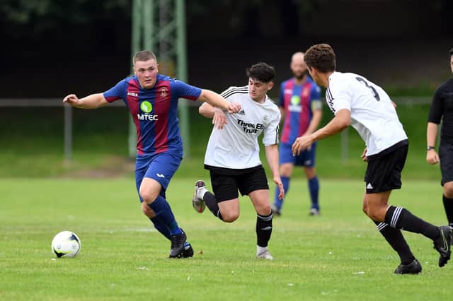 Cameron Quirke, left, was on target as US Portsmouth claimed a vital Wessex Premier win against Bournemouth Poppies.
Picture: Neil Marshall