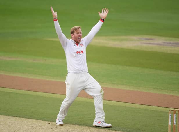 Essex bowler Simon Harmer took four wickets to leave Hampshire in deep trouble at the end of day one of their County Championship clash at Essex. Photo by Alex Davidson/Getty Images.