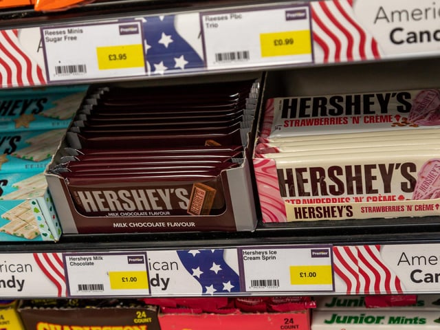 Hershey's Bars are usually hard to find in Britain, but they are sold at the store in Wych Lane. Picture: Mike Cooter (161221).