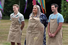 The finalists of the Great British Bake Off, Peter, Laura and Dave.