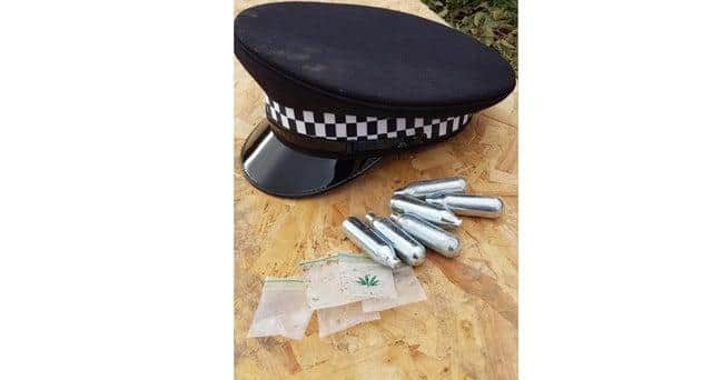 Some of the drug paraphernalia recovered from the illegal gathering on Portsdown Hill during lockdown. Picture: Hampshire Constabulary.